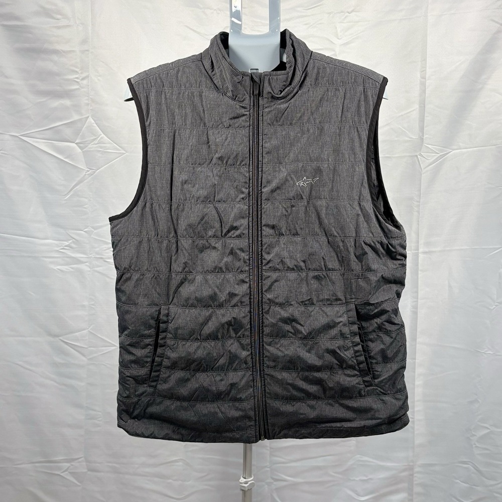 Greg Norman Men's Quilted Full Zip Puffer Vest Wind Resistant Gray Size Large